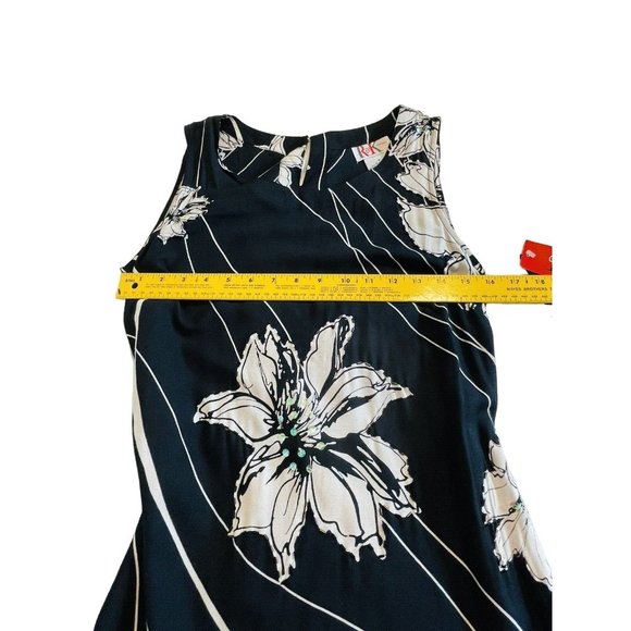 R & K Black Long Tie Back Women size 6 rayon Black Tropical Sequin Beads - Picture 14 of 15